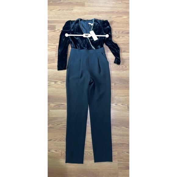 Veronica beard black Cleo Embellished Velvet Jumpsuit size 6 - Picture 8 of 14